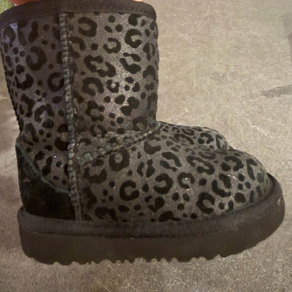 UGG Kids Black Leopard Boots
